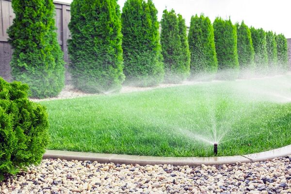 Sprenkler wässert den Garten